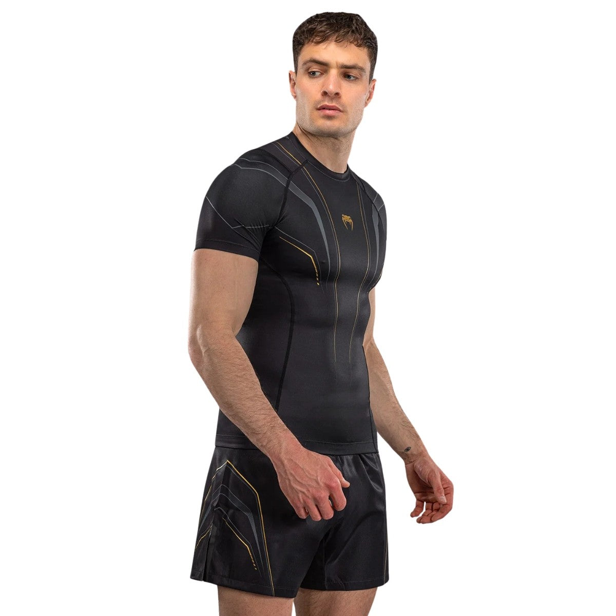 Venum Streamline Rashguard męski z krótkim rękawem Czarny/Złoty