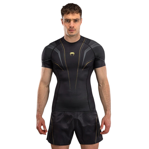 Venum Streamline Rashguard męski z krótkim rękawem Czarny/Złoty