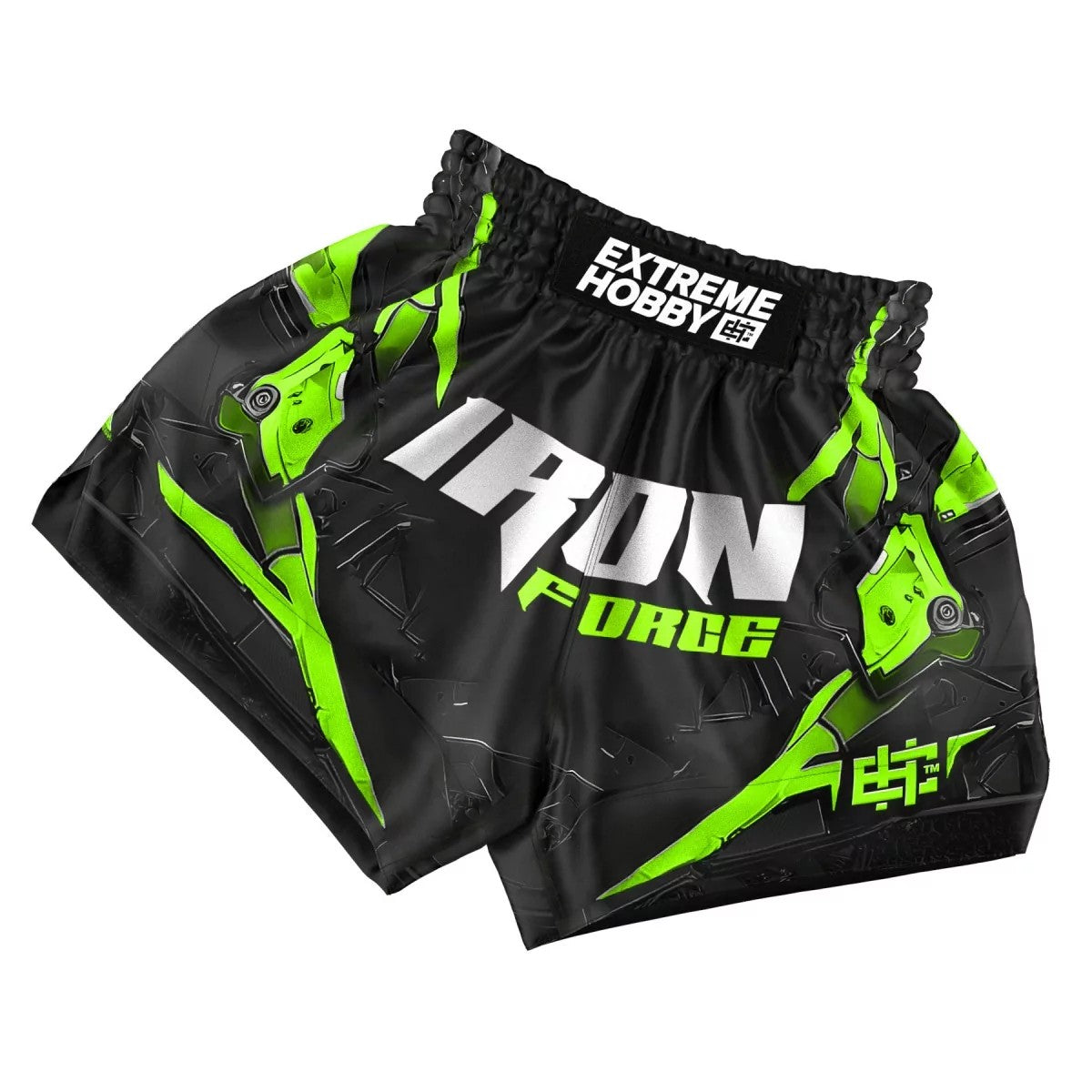 Extreme Hobby Spodenki Muay Thai Iron Force Czarne/Limonka
