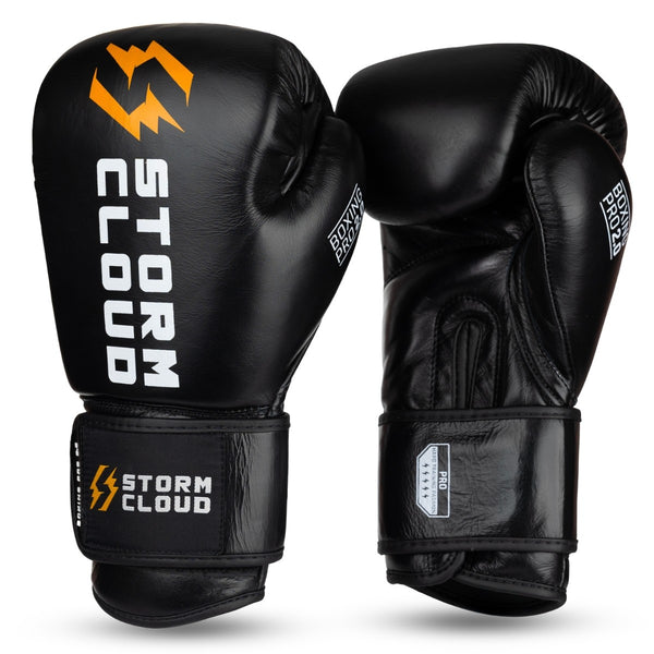 StormCloud Rękawice Bokserskie ze skóry bydlęcej Boxing Pro 2.0 Czarne/Białe