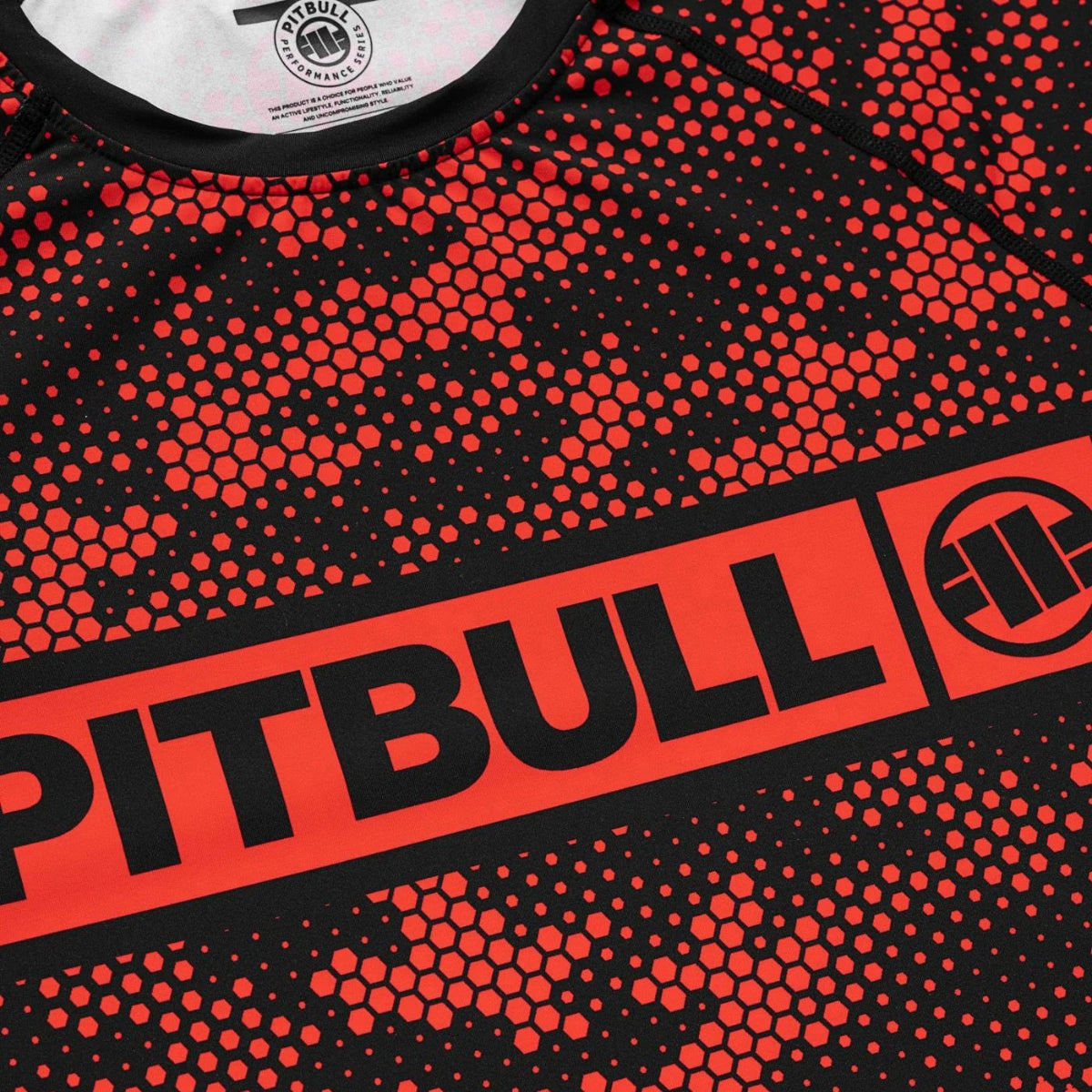 Pitbull Rashguard Hex Camo Hilltop Czerwony Krótki rękaw