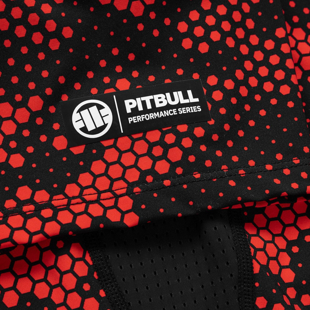 Pitbull Rashguard Hex Camo Hilltop Czerwony Krótki rękaw