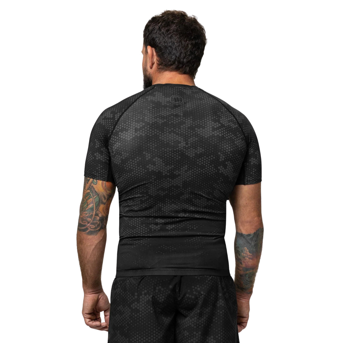 Pitbull Rashguard Hex Camo Hilltop Czarny Krótki rękaw