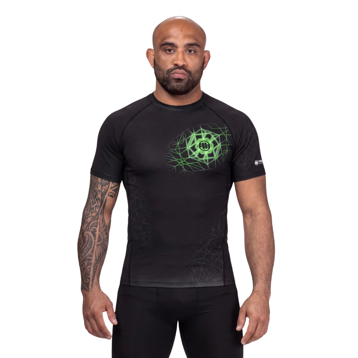 Pitbull Rashguard Ray Krótki rękaw Czarny/Zielony