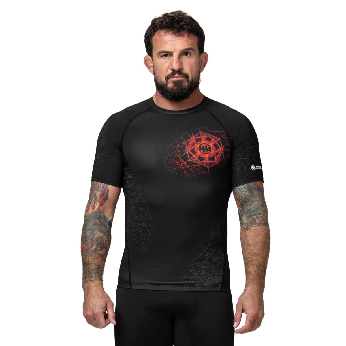 Pitbull Rashguard Ray Krótki rękaw Czarny/Czerwony