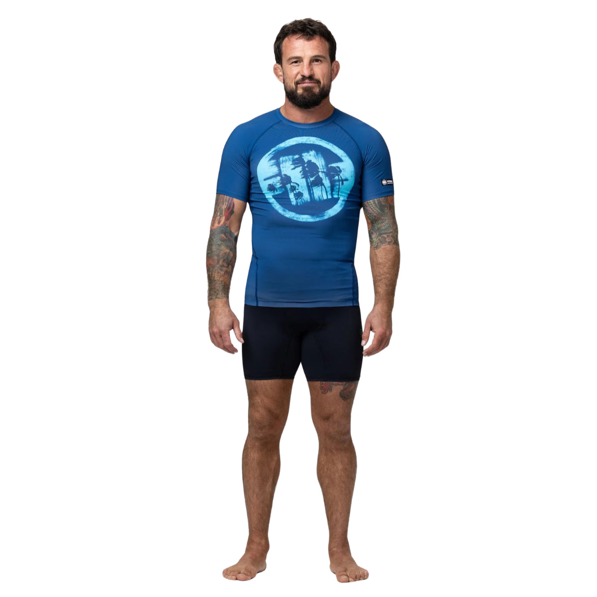 Pitbull Rashguard Logo Palms Krótki rękaw Niebieski