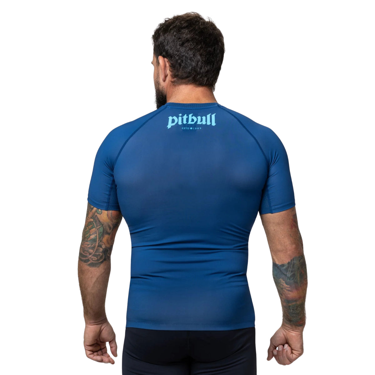 Pitbull Rashguard Logo Palms Krótki rękaw Niebieski