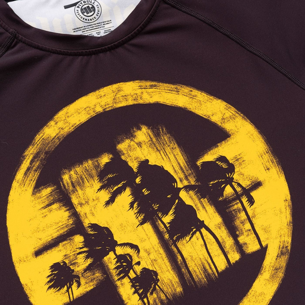Pitbull Rashguard Logo Palms Krótki rękaw Brązowy