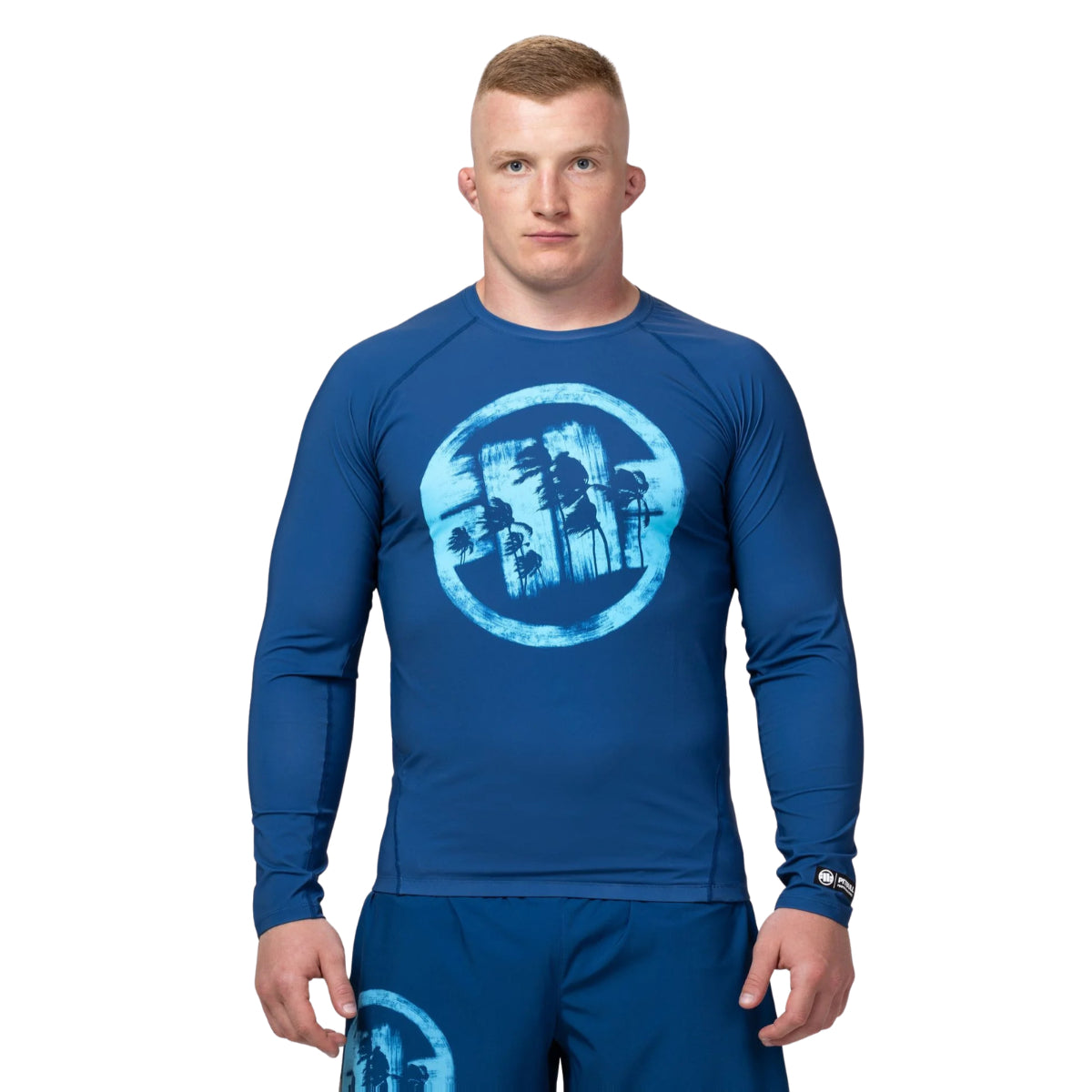 Pitbull Rashguard Logo Palms Długi rękaw Niebieski