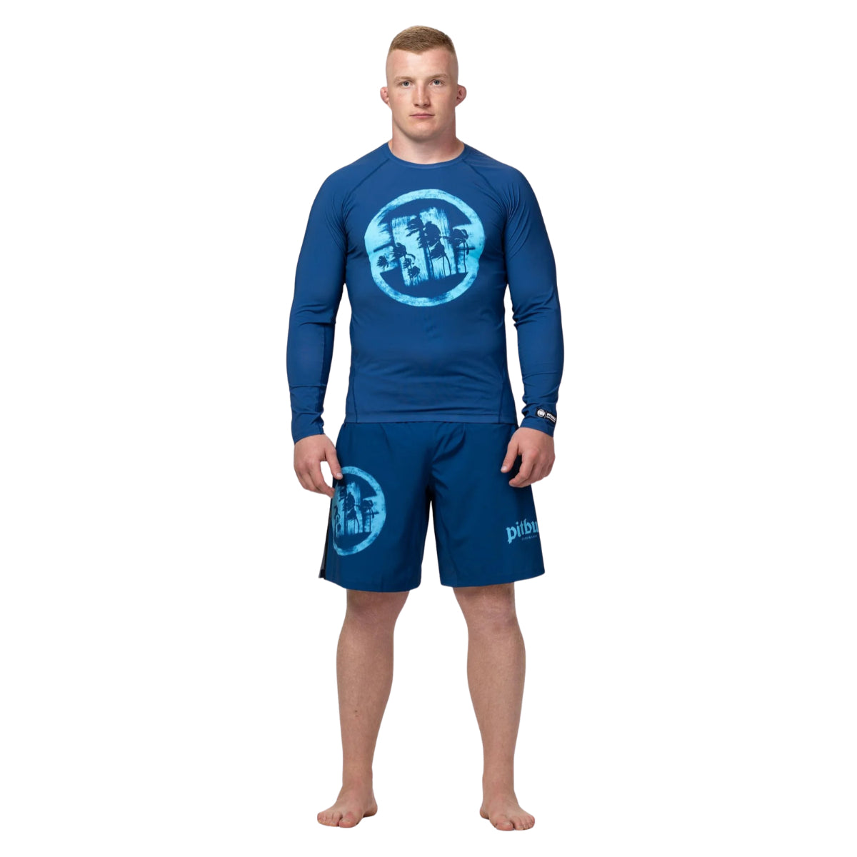 Pitbull Rashguard Logo Palms Długi rękaw Niebieski