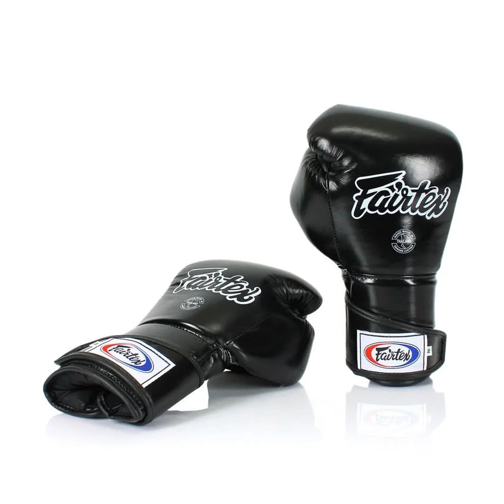 Fairtex Rękawice Bokserskie ze skóry naturalnej BGV6 Czarne/Czarne
