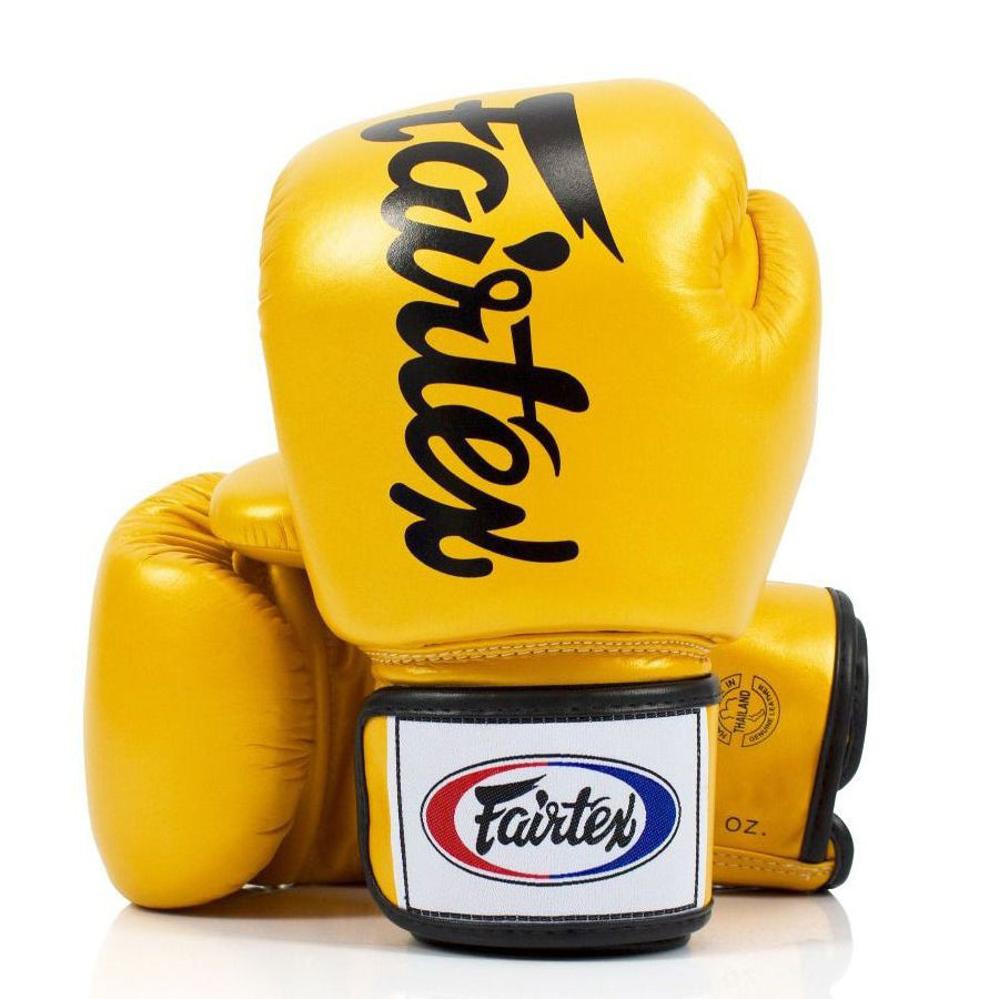 Fairtex Rękawice Bokserskie ze skóry naturalnej BGV19 Złote
