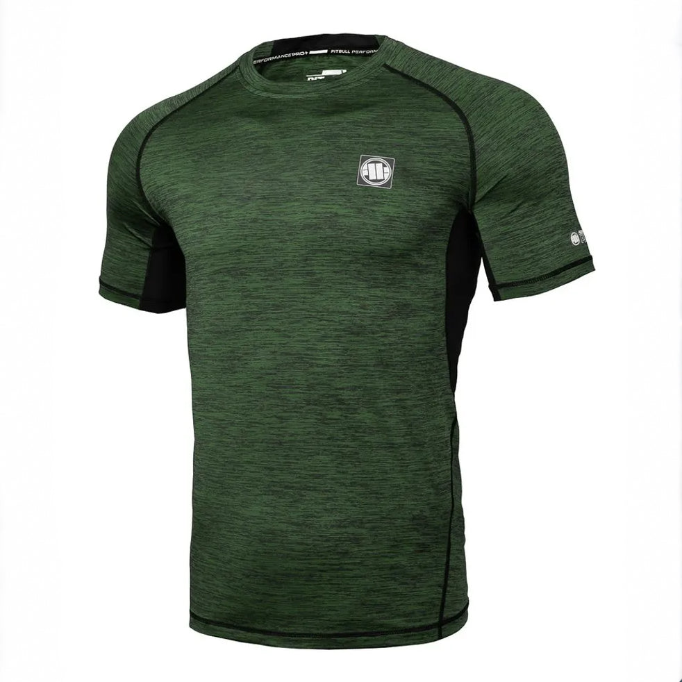 Pitbull Rashguard Shortsleeve Performance Pro Plus Small Logo Melanż Oliwkowy