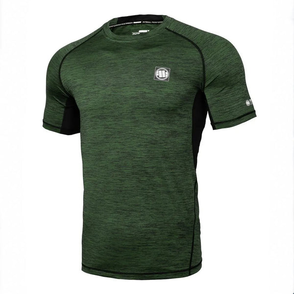 Pitbull Rashguard Shortsleeve Performance Pro Plus Small Logo Melanż Oliwkowy