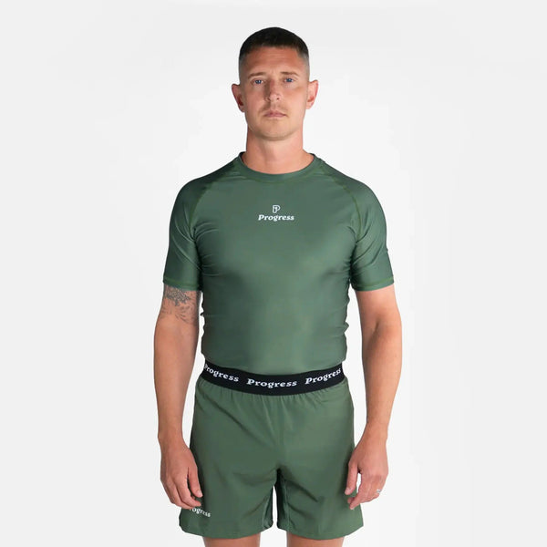 Progress Rashguard Męski Krótki Rękaw Academy Khaki