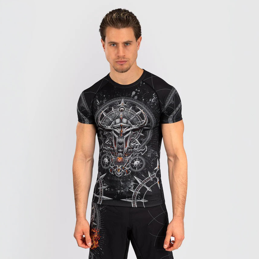 Venum Rashguard Gladiator 5.0 Krótki Rękaw Czarno-srebrny