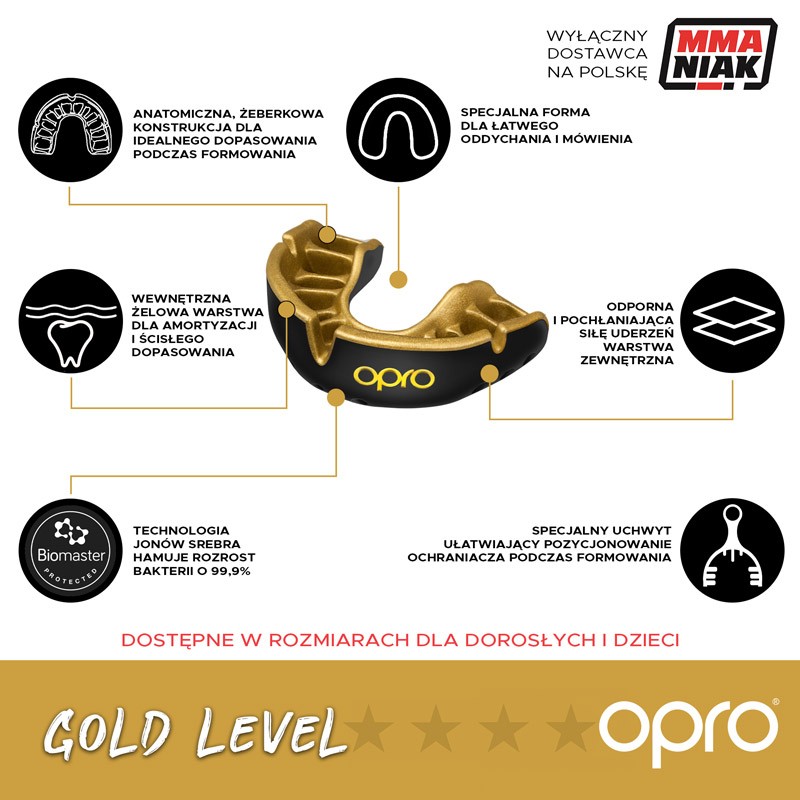 Infografika - Ochraniacz szczęki Opro Gold