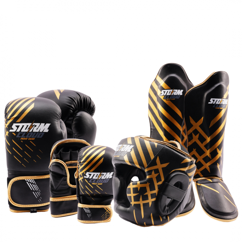 StormCloud Zestaw Kolekcja Lynx - rękawice bokserskie, do MMA, kask i piszczele