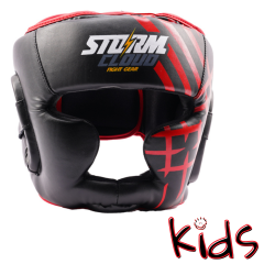 Czarno-czerwony kask bokserski dla dzieci StormCloud Lynx | MMAniak.pl