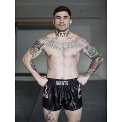 Czarno-srebrne spodenki Muay Thai MANTO DUAL | sklep MMAniak.pl