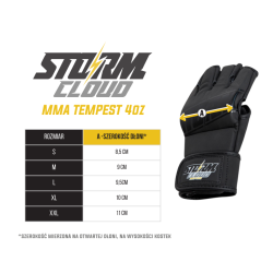 StormCloud Rękawice MMA Tempest Czarne/Żółte 4oz - sklep MMAniak.pl