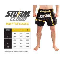 StormCloud Spodenki Muay Thai Classic Czarne/Szare - sklep MMAniak.pl