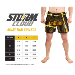 StormCloud Spodenki Muay Thai College Białe/Czarne/Czerwone - sklep MMAniak.pl