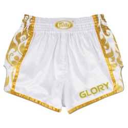 Biało-Złote Spodenki Muay Thai Fairtex BSG2 Glory | sklep MMAniak.pl