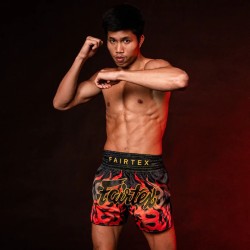 Spodenki Muay-Thai Fairtex Volcano Czarne/Czerwone | sklep MMAniak.pl