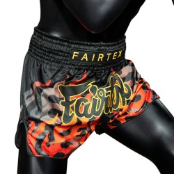 Spodenki Muay-Thai Fairtex Volcano Czarne/Czerwone | sklep MMAniak.pl