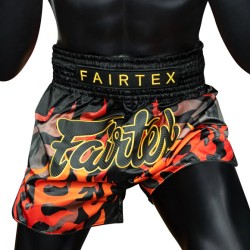 Spodenki Muay-Thai Fairtex Volcano Czarne/Czerwone | sklep MMAniak.pl