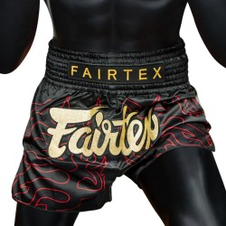 Spodenki Muay-Thai Fairtex Lava Czarne/Czerwone | sklep MMAniak.pl