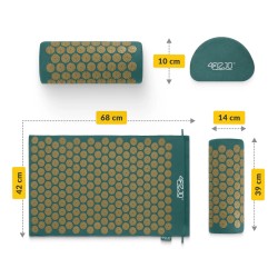 4FIZJO Mata do akupresury 68x42cm + poduszka zielono-złota | sklep MMAniak.pl