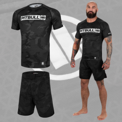 Zestaw Treningowy PITBULL – Czarny Rashguard i Spodenki w MMAniak.pl