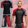 Extreme Hobby Zestaw Treningowy – Rashguard z krótkim rękawem i Spodenki MMA Red Warrior