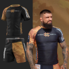 Extreme Hobby Zestaw Treningowy – Rashguard z krótkim rękawem i Spodenki MMA Golden Warrior