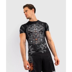 Męski rashguard Venum Gladiator 5.0 z krótkim rękawem - czarno/srebrny