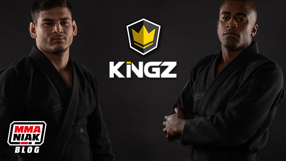 Logo Kingz i mężczyźni w kimonach BJJ