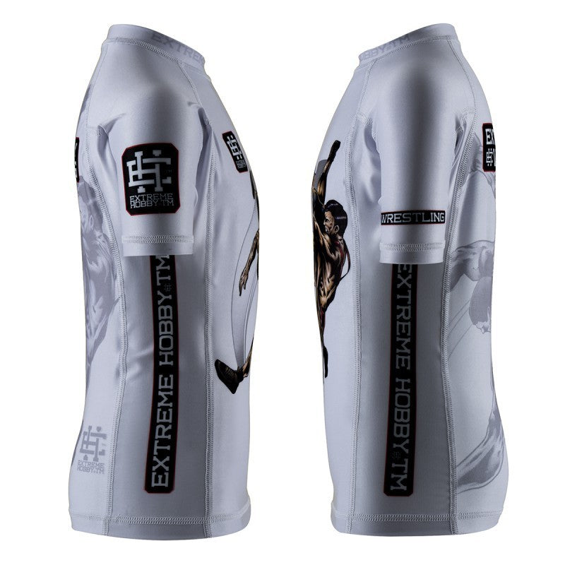 Extreme Hobby Rashguard Dziecięcy Wrestling Krótki Rękaw Biały