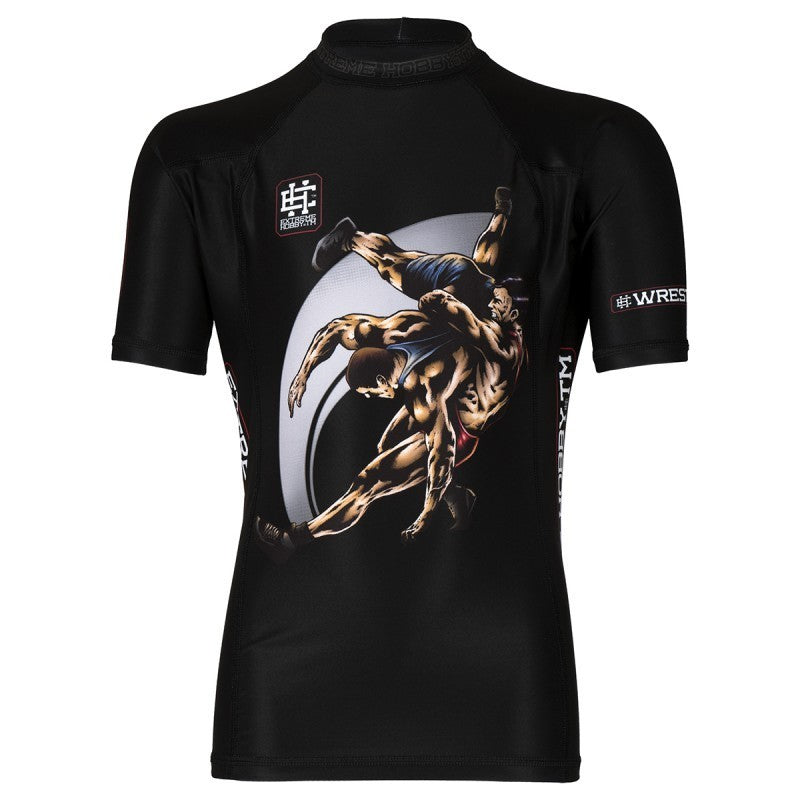Extreme Hobby Rashguard Dziecięcy Wrestling Krótki Rękaw Czarny