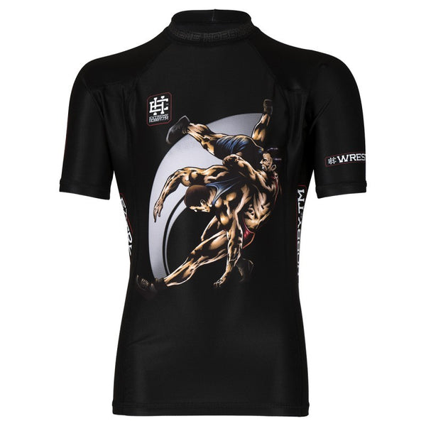 Extreme Hobby Rashguard Dziecięcy Wrestling Krótki Rękaw Czarny