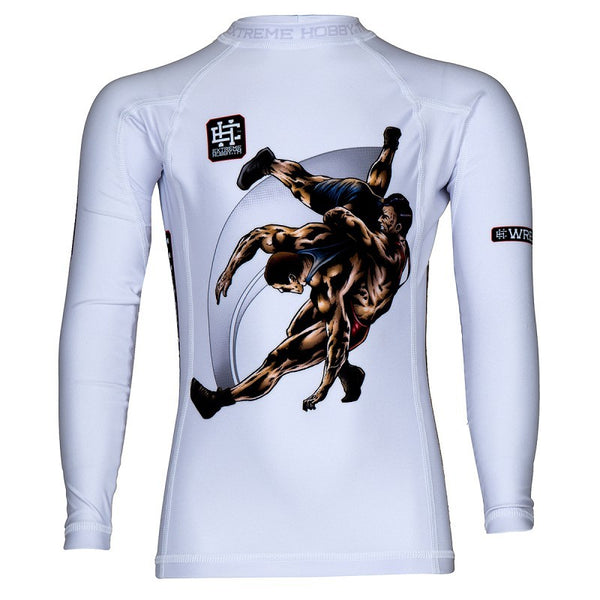 Extreme Hobby Rashguard Dziecięcy Wrestling Długi Rękaw Biały