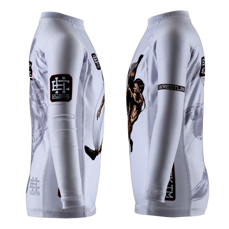 Extreme Hobby Rashguard Dziecięcy Wrestling Długi Rękaw Biały