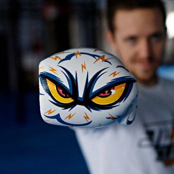 StormCloud Rękawice do Muay Thai ze skóry naturalnej Blizzard Monstercloud Białe