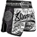 8 Weapons Spodenki Muay Thai Sak Yant Tigers Białe