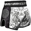 8 Weapons Spodenki Muay Thai Sak Yant Tigers Białe