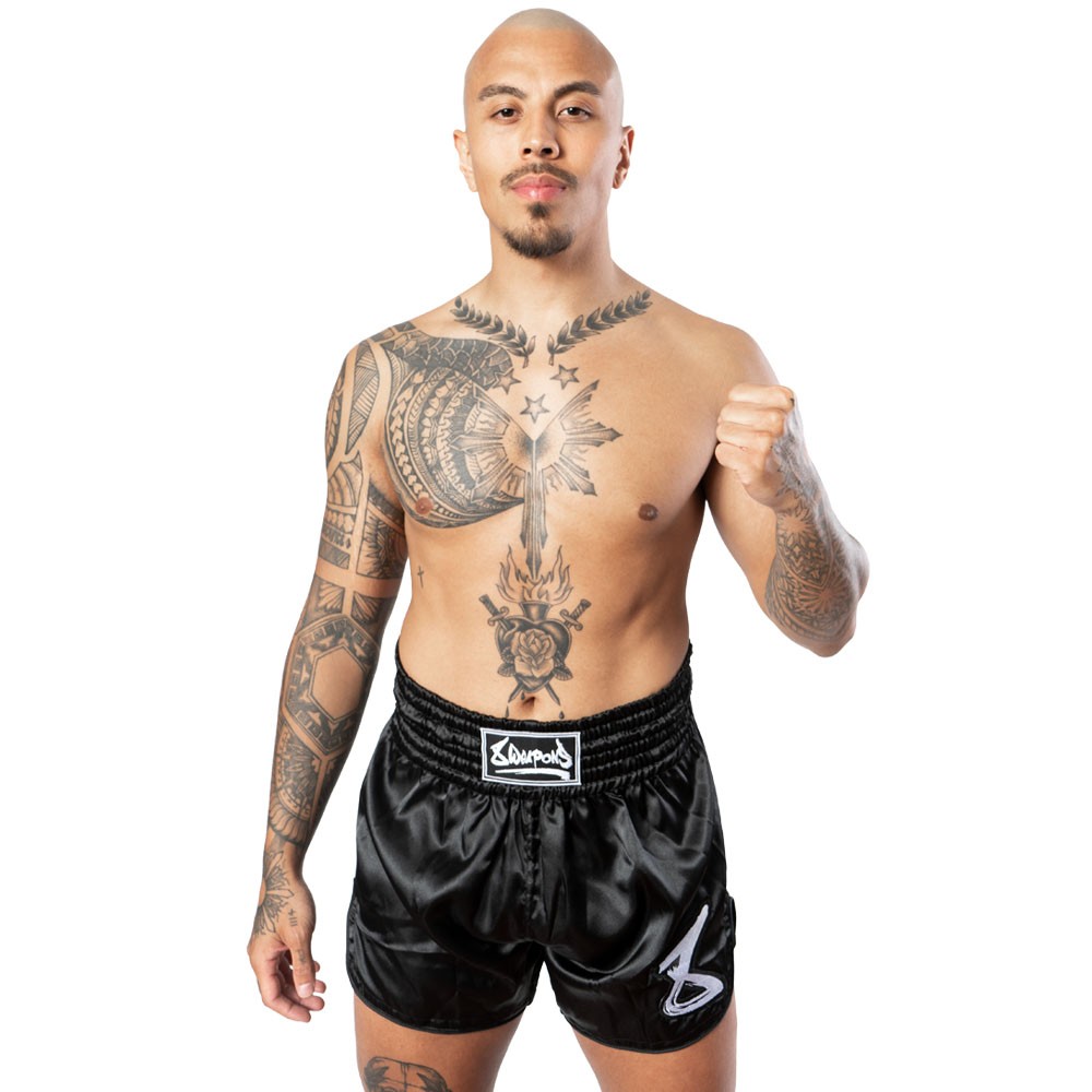 8 Weapons Spodenki Muay Thai Strike Czarne/Białe