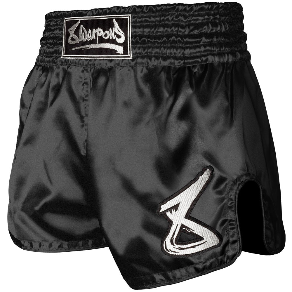 8 Weapons Spodenki Muay Thai Strike Czarne/Białe