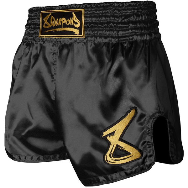 8 Weapons Spodenki Muay Thai Strike Czarne/Złote