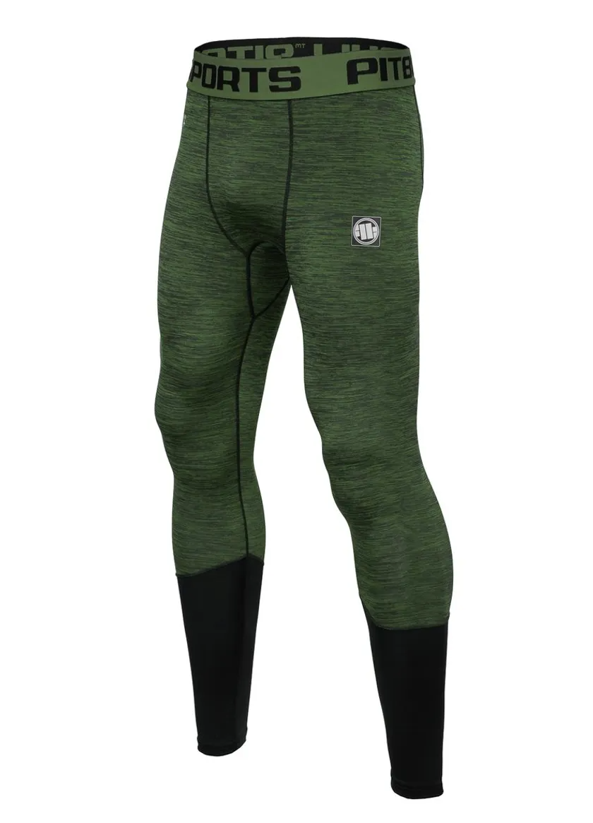 Pitbull Legginsy Treningowe Męskie Performance Pro Plus Small Logo Oliwkowe